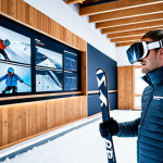 **Prompt:** A ski instructor using VR goggles to simulate a ski run in a high-tech training facility. The instructor is surrounded by screens displaying data analytics and AI feedback. The scene conveys a sense of innovation and advanced learning.