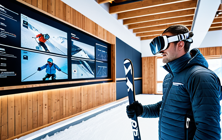 **Prompt:** A ski instructor using VR goggles to simulate a ski run in a high-tech training facility. The instructor is surrounded by screens displaying data analytics and AI feedback. The scene conveys a sense of innovation and advanced learning.
