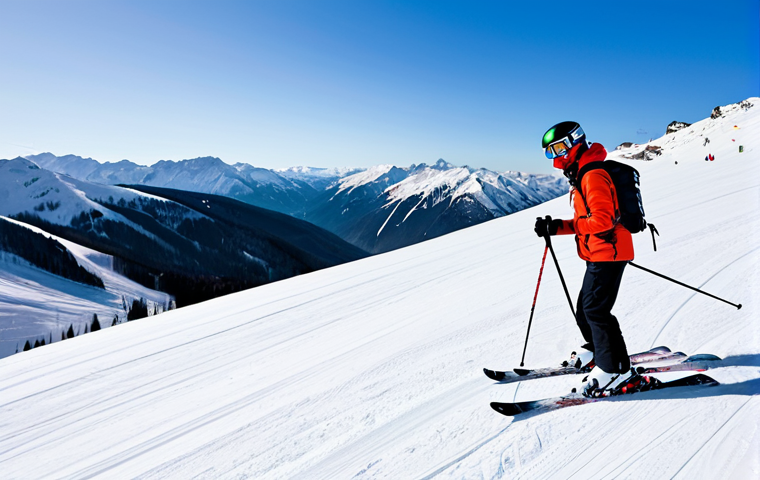 A skilled professional ski instructor, an adult, dressed in full, modern technical ski attire, is actively teaching a small group of adult students on a pristine, snow-covered mountain slope. The instructor demonstrates a skiing technique with a natural, dynamic pose, while the students observe attentively. The background features distant skiers and a ski lift under a clear sky, softly blurred to maintain focus on the subjects. The scene is illuminated by soft natural light, highlighting the crisp snow and vibrant ski gear. safe for work, appropriate content, fully clothed, professional, family-friendly, perfect anatomy, correct proportions, natural body proportions, well-formed hands, proper finger count.