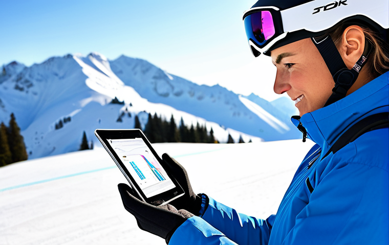 **Prompt:** A ski instructor using a tablet to review a student's ski run, showing data like speed and trajectory, mountain backdrop, sunny day, professional attire, fully clothed, perfect anatomy, natural pose, safe for work, appropriate content, professional photography, high quality.