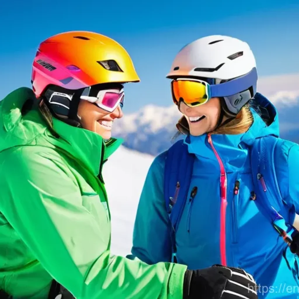 스키 강사의 비즈니스 개발 전략 - **Prompt:** A vibrant, dynamic action shot of a female ski instructor, approximately 35 years old, w...