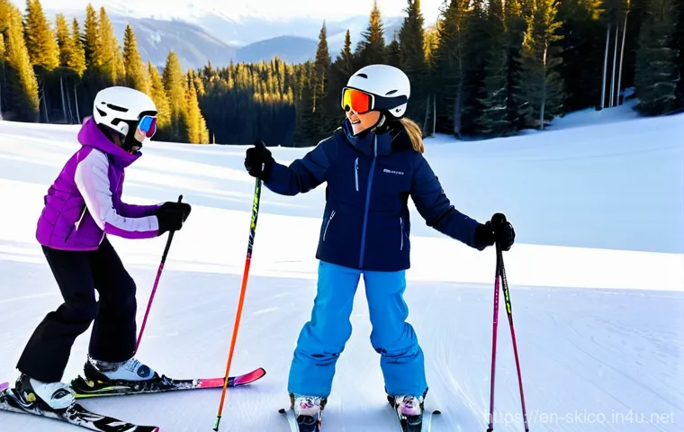 스키 강사의 고객 만족도 관리 - **Image Prompt: The Warm Welcome on the Slopes**
"A vibrant, wide-angle shot of a sunny winter m...