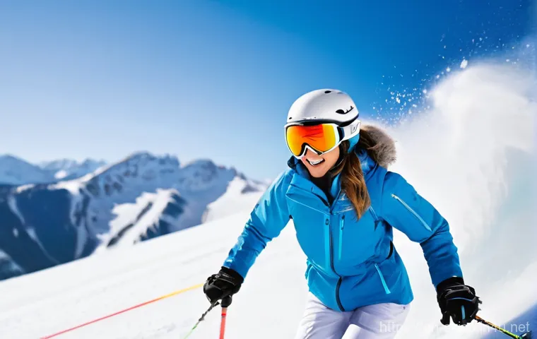 스키 강사의 동기부여 유지 방법 - **"Mastering the Carve"**
    A dynamic, action-shot image featuring a skilled female ski instructor...