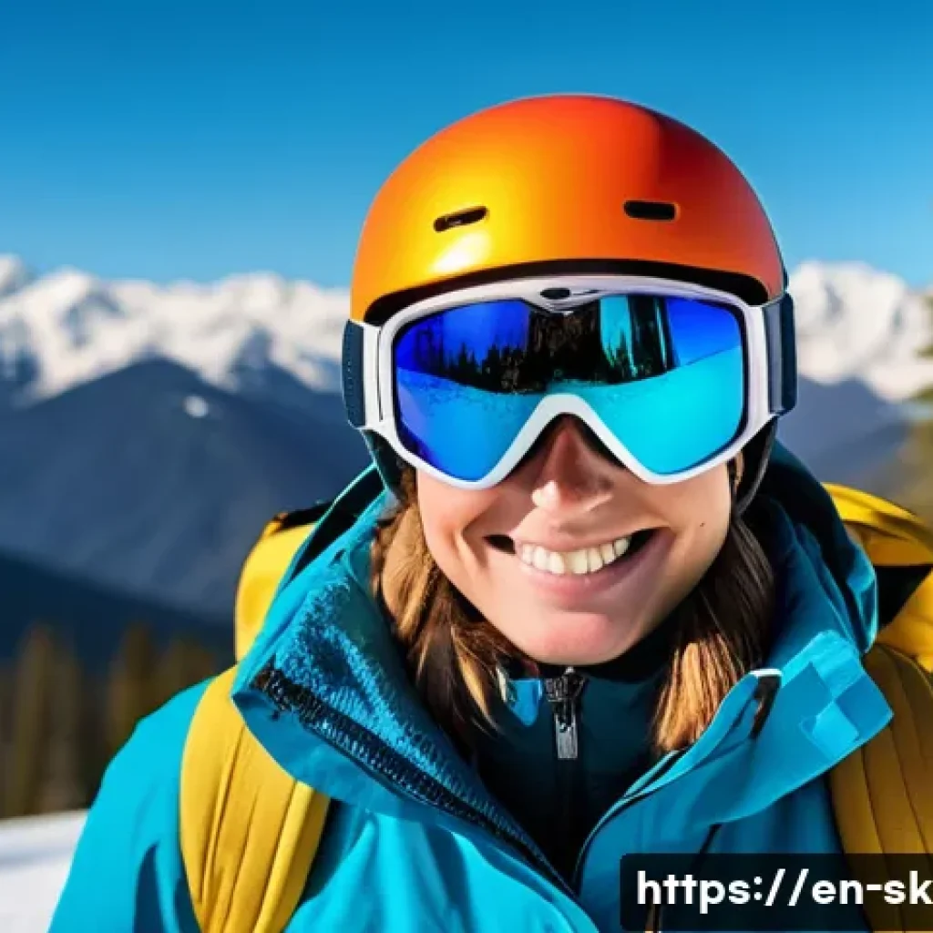 스키 강사의 소셜미디어 활용법 - A dynamic social media profile image of a friendly ski instructor wearing colorful winter gear and g...