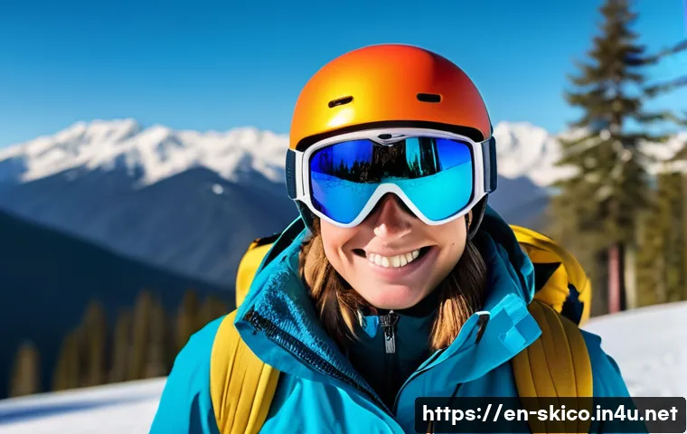 스키 강사의 소셜미디어 활용법 - A dynamic social media profile image of a friendly ski instructor wearing colorful winter gear and g...