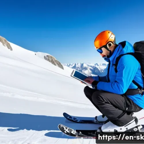 스키 강사의 기술 업데이트 사례 - A modern ski instructor wearing customized smart ski boots and bindings, demonstrating posture corre...