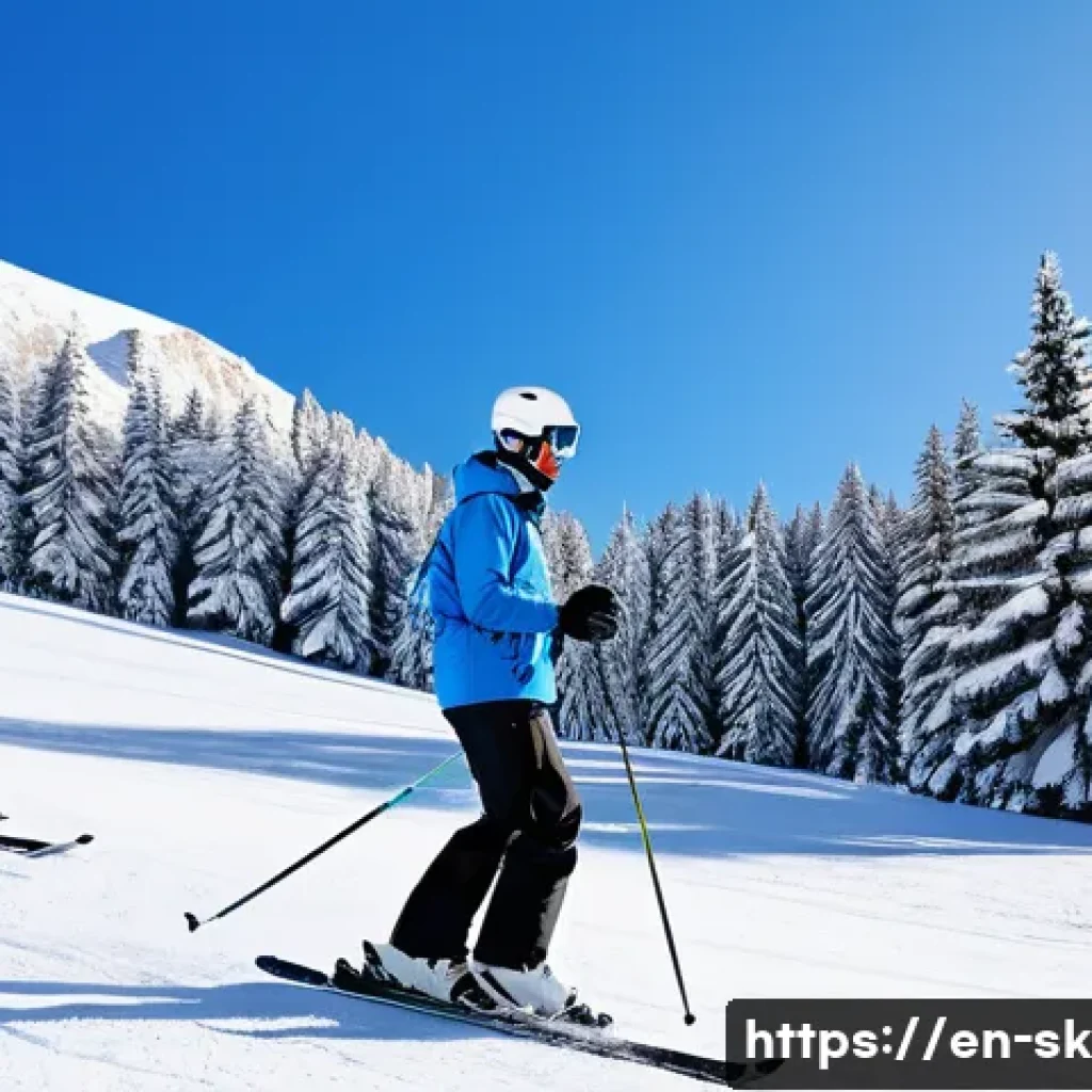 스키 강사의 명성을 높이는 방법 - A warm and engaging ski instructor demonstrating a beginner-friendly skiing technique on a gentle sn...