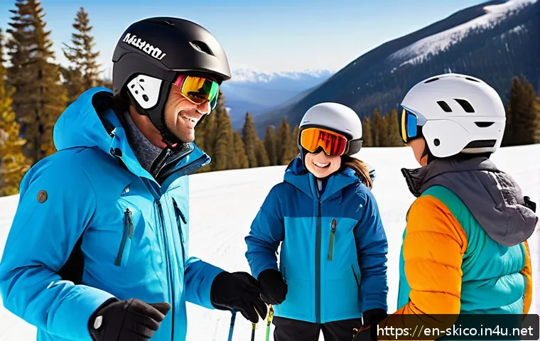 스키 강사의 프리랜서 활동 사례 - A professional freelance ski instructor teaching a diverse group of beginners and families on gentle...
