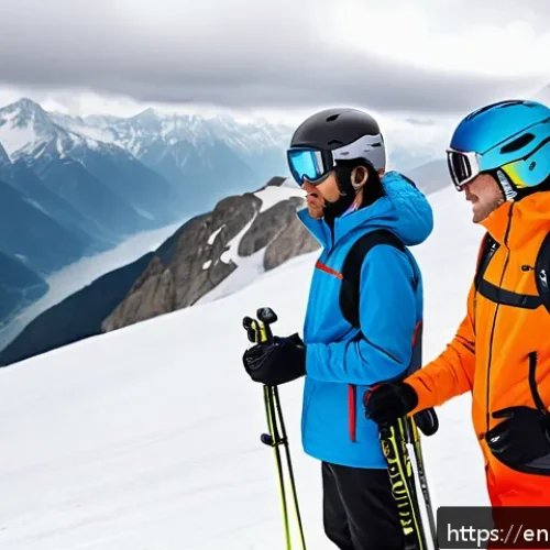 스키 강사의 안전 사고 예방 사례 - A group of ski instructors attentively monitoring a diverse group of skiers on a snowy mountain slop...